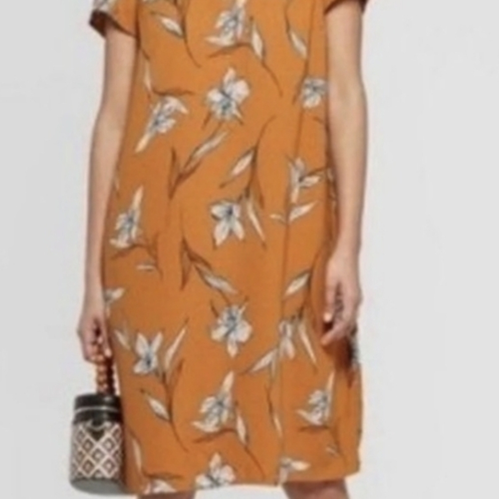 A New Day Orange Sheath Mini Dress with Raglan Sleeves